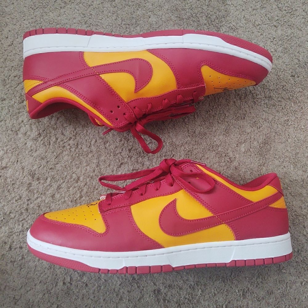 NBA Autographed!!! Nike Dunk Low Retro Red/Gold Men's Size 15 BRAND NEW IN BOX